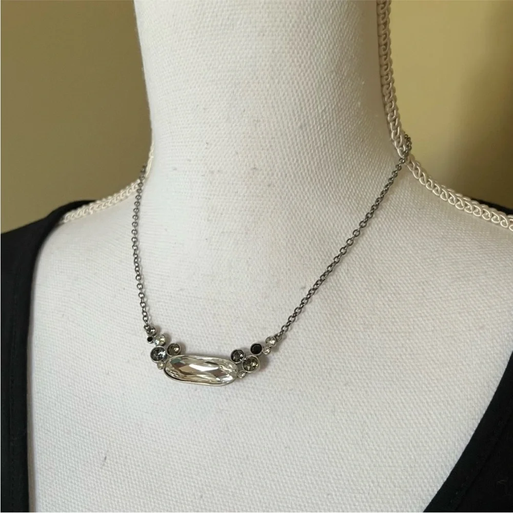 Swarovski Touchstone Crystal Black Cluster Necklace NWT